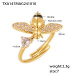color: TXA147-Gold Bee Ring -One Size -Size 7