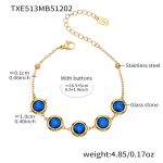 color: TXE513-Blue Color Glass Stone Gold Bracelet 16.5+5cm