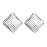 color: Stamped Square Cutout Earrings Steel Color MS-387