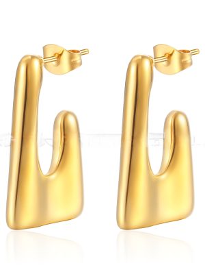 INS Irregular Women's 18K Golden Stainless Steal Earrings Design with Hooks Ornament