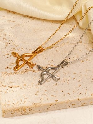 Cupid Arrow Stainless Steel Pendant Necklace Women's Simple Plated 18K Necklace