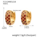 color: F1212-Red Color Zircon Earrings -Large