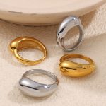 French New Simple Personality Ring Design Stainless Steel 18K Gold Plating Asymmetric Ornament Women