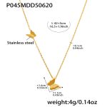 color: P045-Gold Butterfly Necklace 42+5cm