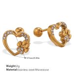 color: EH945WEG White Rhinestone Gold Stud Earrings