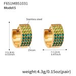 color: F651-Green Color Zircon Earrings -Small