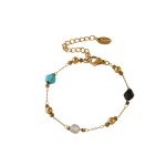 color: TXE237-Cube Mixed Colors Natural Stone Bracelet 16+5cm (Natural Stone Color May Vary ， Order with Caution)