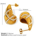 color: EH652 White Bead Gold Earrings