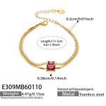 color: E309-Gold Red Zircon Bracelet 17+5cm