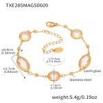 color: TXE285-Gold White Glass Stone Bracelet 17+5cm