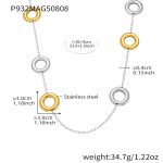 color: P932-Two-tone Steel Necklace 81+5cm