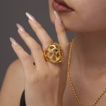 color: A684-Gold Cutout Ring / size: US 6