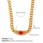 color: XL865RDG Red Cat's Eye Stone Necklace