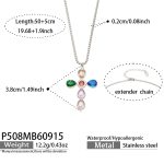 color: P508-Multicolor Zircon Cross Steel Color Necklace -50+5cm