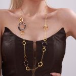Stainless Steel Acrylic Circle Leopard Print Sweater Chain Autumn and Winter Long Necklace