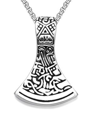 Domineering Axe Trendy Men's Jewelry Stainless Steel Necklace Nordic Vikings Personality Retro Casting Pendant