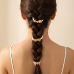 Retro Affordable Luxury Diamond-Embedded Various Gold Beaded White Elastic Hair Ring Exquisite DIY Ponytail Hair String
