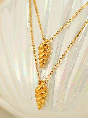 Metal Stainless Steel Conch Women's Diaoz Necklace Spiral Simple Design Clavicle Chain Head