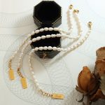 Stainless Steel 18K Gold Plating English Letter Square Plate Pendant Freshwater Pearl Bracelet Natural