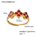 color: TXA533-Red Color Zircon Ring -Size 7