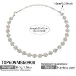 color: TXP609-White Zircon Steel Color Necklace -32+12cm