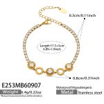 color: E253-Round White Zircon Gold Bracelet -17.5+5cm