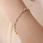 color: E459-White Blue Enamel Gold Bracelet -18+4cm