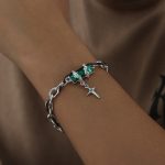 color: NE004-Green Zircon Steel Color Bracelet