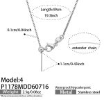 color: P1178-4--Steel Color Box Chain Necklace -49cm
