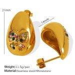 color: EH722 Multicolor Rhinestone Gold Earrings
