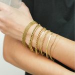 18K Plated Stainless Steel Bracelet Unisex Double Layer Cuban Link Chain Chain like Flat Snake