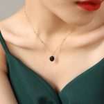 color: P703-Gold Small Black Necklace