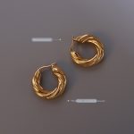 Marka Elegant Heavy Industry Special-Shaped DIY Earrings Stainless Steel Plated 18K Real Gold Non-Fading Earrings F435