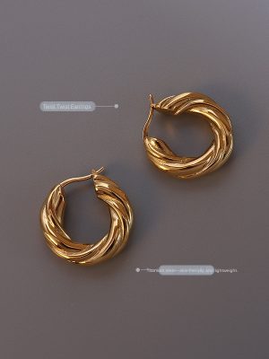Marka Elegant Heavy Industry Special-Shaped DIY Earrings Stainless Steel Plated 18K Real Gold Non-Fading Earrings F435