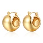 round Ball Glossy Temperament Earrings Retro Geometric Earrings Simple Stainless Steel Earrings Ins