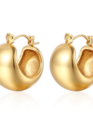 round Ball Glossy Temperament Earrings Retro Geometric Earrings Simple Stainless Steel Earrings Ins