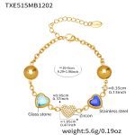 color: TXE515-Blue Color Glass Stone Gold Bracelet 16+5cm