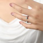 color: A077-Steel Color Light Blue Colored Glaze Ring / size: US 7