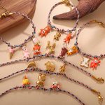 Creative Simple Colorful Ropes DIY Pendant Bracelet Stainless Steel Plated 18K Gold Love Necklace Ornament Women