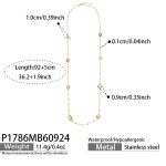 color: P1786-Colorful Marquise Glass Stone Gold Necklace -92+5cm