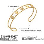 color: Z160-Octagon Zircon Gold Open Bangle