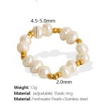 color: JZ79 US Size 6# Elastic Cord Gold Ring