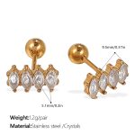color: EH1000WEG Crystal Stone Gold Stud Earrings