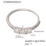color: A750-Steel Color 5A Zircon Ring / size: US 7