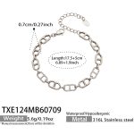 color: TXE124-Box Link Chain Zircon Steel Color Bracelet -17.5+5cm
