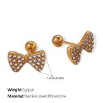 color: EH927WEG White Rhinestone Gold Stud Earrings