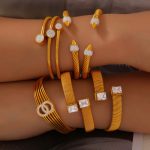 Personality Affordable Luxury Ornament Diamond-Studded Design Geometric Multi-Layer Stainless Steel Temperament Wild Bracelet