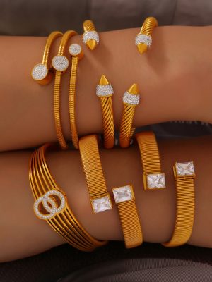 Personality Affordable Luxury Ornament Diamond-Studded Design Geometric Multi-Layer Stainless Steel Temperament Wild Bracelet
