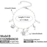 color: E102-B Style Turtle Multi-pendant Steel Color Bracelet -17+5cm
