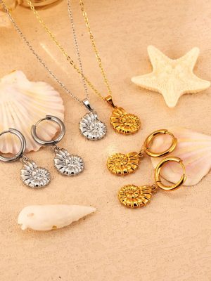 Stainless Steel Conch Pendant Earrings Package Women's Versatile 18K Ocean